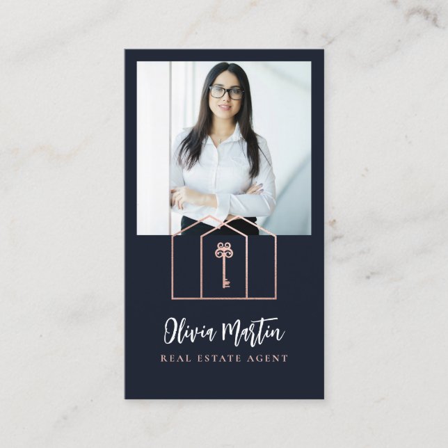 Modern Professional Real Estate Photo & Logo Busin Business Card (Front)