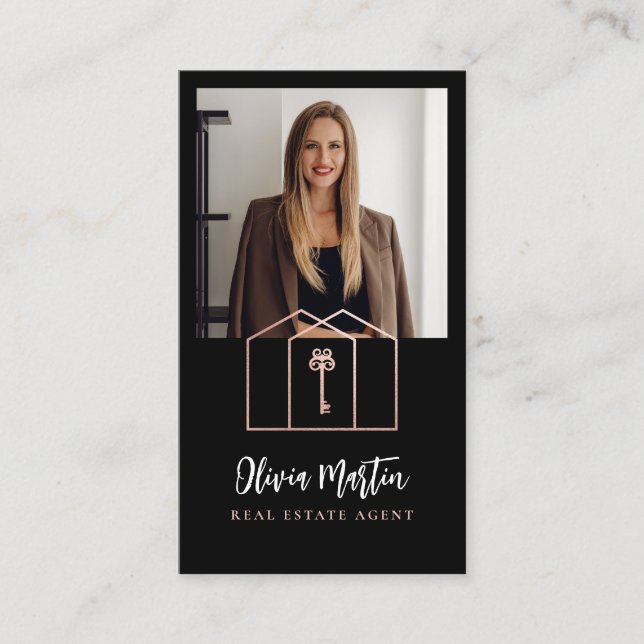Modern Professional Real Estate Photo & Logo Business Card (Front)