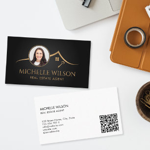 Modern Professional Real Estate Photo QR Code Business Card
