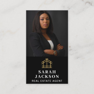 Modern Professional Real Estate Realtor Add Photo Business Card