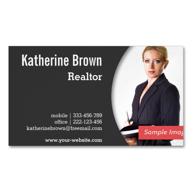 Modern, Professional, Realtor, Real Estate, Photo Magnetic Business Card (Front)