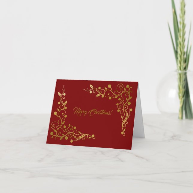 Modern Professional Red & Gold Christmas Card (Front)