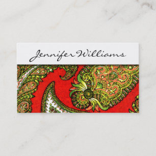 Modern Professional Red Paisley Business Cards
