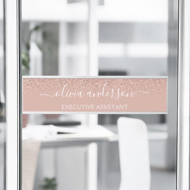 Modern Professional Rose Gold Blush Pink Glitter Door Sign (Creator Uploaded)
