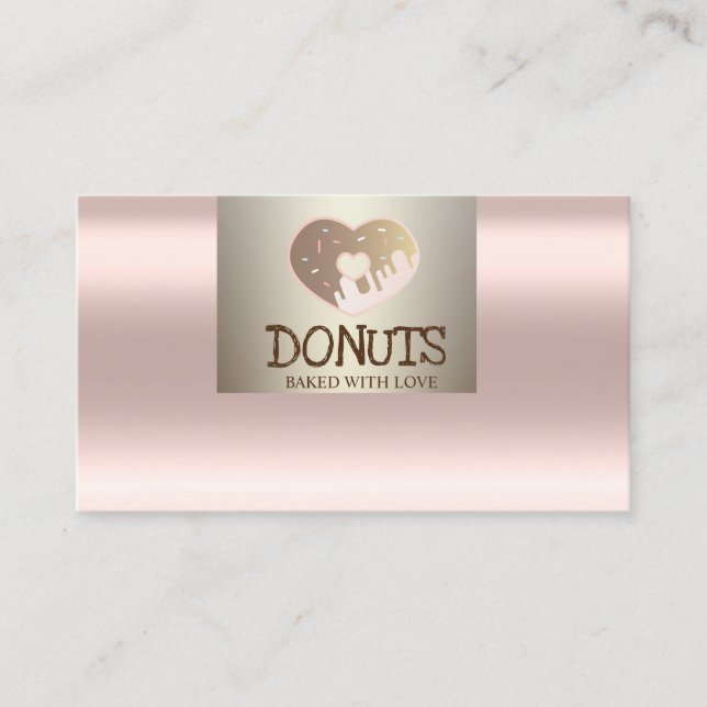 Modern Professional,Rose Gold,Doughnuts,Bakery Business Card (Front)