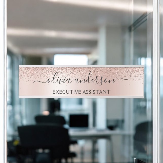 Modern Professional Rose Gold Sparkle Glitter Door Sign (Creator Uploaded)