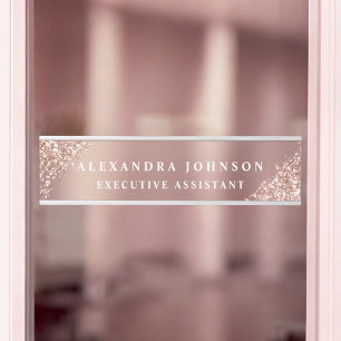 Modern Professional Rose Gold Sparkle Glitter Door Sign