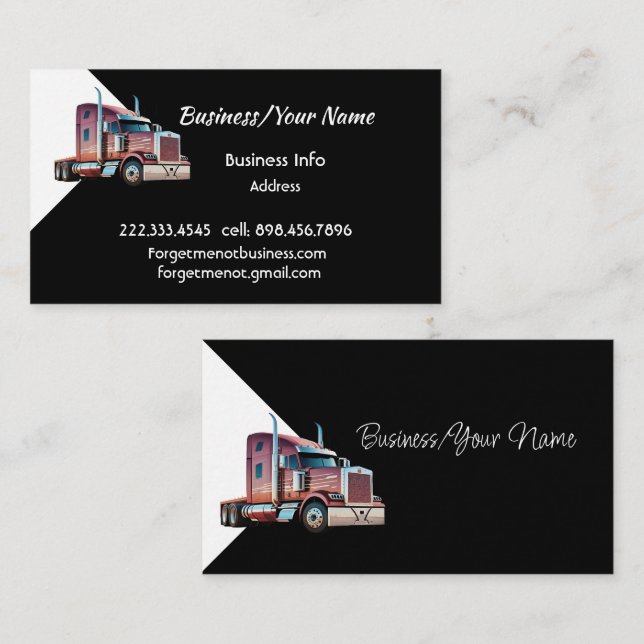 Modern Professional Semi Truck Transport Business Card (Front/Back)