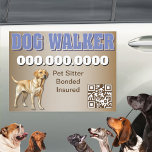 Modern Professional Service QR Code Dog Walker Car Magnet<br><div class="desc">Modern Professional Service QR Code Dog Walker. Advertise and market your dog walking services by including this modern and unique magnet to your car. Features bold typography and loveable dog artwork. Includes a QR code so new clients can simply scan to grab your contact information to set up an appointment...</div>
