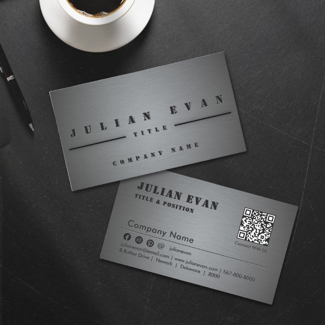 Modern Professional Shiny Black Aluminium Metal  Business Card (Modern Professional Shiny Black Aluminum Metal Business Card)