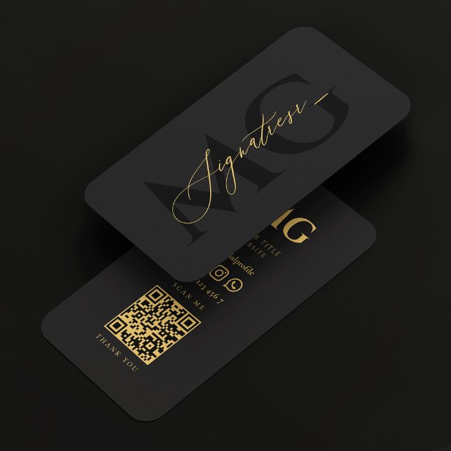 Modern Professional Signature Elegant Black  Business Card (Modern Professional Signature Elegant Black Business Card
)