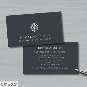 Modern Professional Silver Geometric Logo Business Card