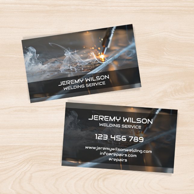 Modern Professional Silver Metal Welder Business Card (Creator Uploaded)