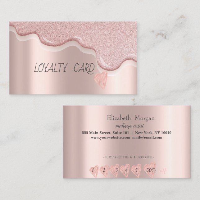 Modern Professional  Simple  Hearts Drips Loyalty Card (Front/Back)