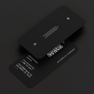 Modern Professional Simple Line Initials Black  Business Card
