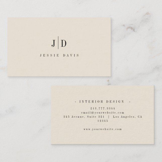 Modern Professional Simple Monogram  Business Card (Front/Back)