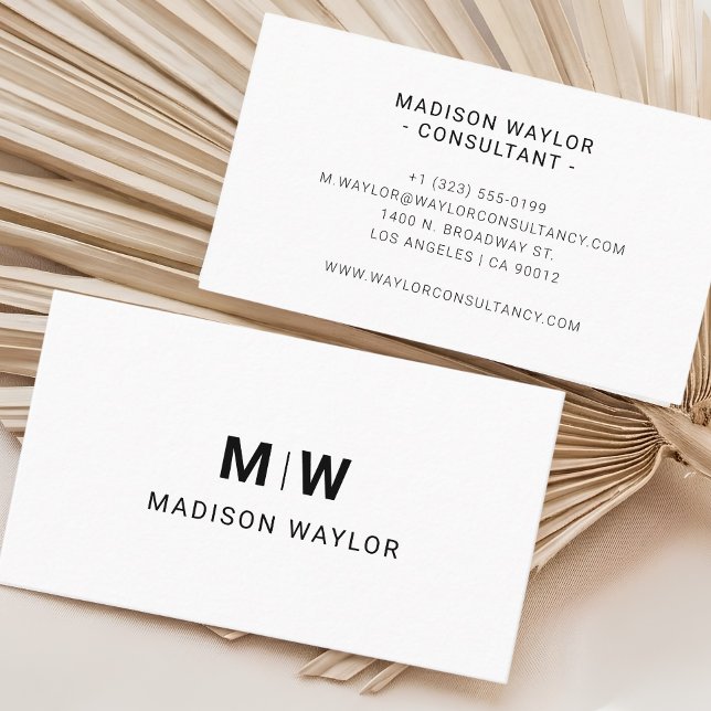 Modern Professional Simple Monogram Minimalist  Business Card (Modern Professional Simple Monogram Minimalist Business Card)