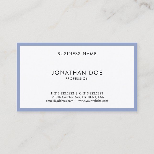 Modern Professional Simple Sophisticated Top Plain Business Card (Front)