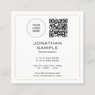 Modern Professional Simple Template QR Code & Logo Square Business Card