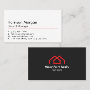 Modern Professional Sleek Black Red Line Minimal Business Card