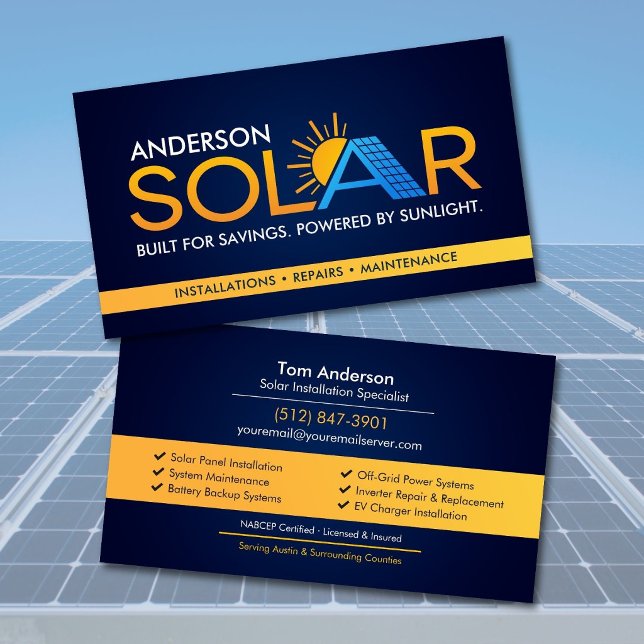 Modern Professional Solar Panel Installation Business Card (Creator Uploaded)