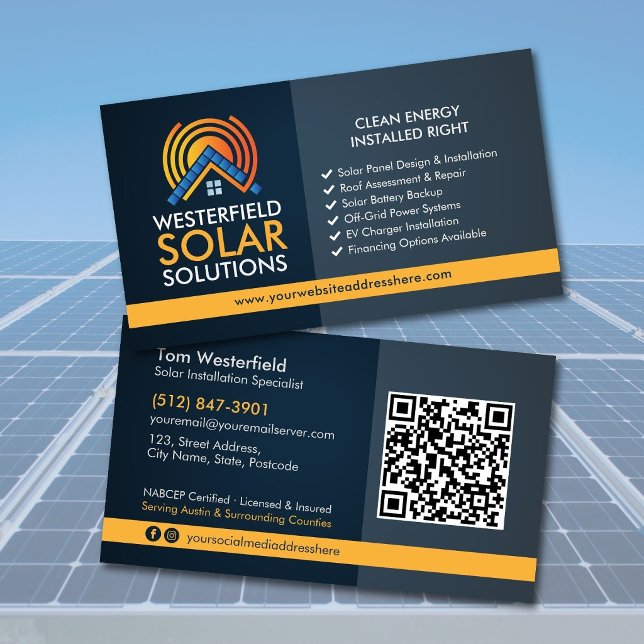 Modern Professional Solar Panel Installation Business Card (Creator Uploaded)