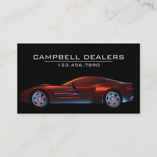 Modern Professional Sports Car Dealership Business Card (Front)