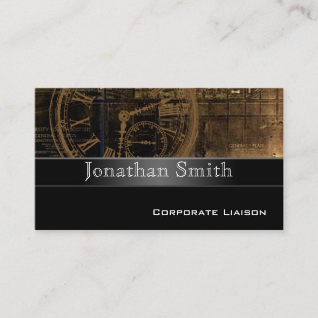 Modern Professional Steampunk Business Cards (Front)