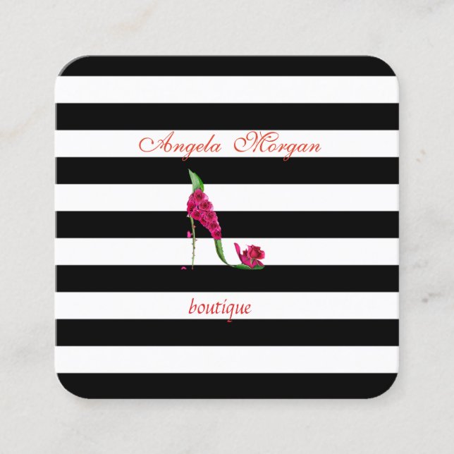 Modern Professional Striped -Heel Square Business Card (Front)