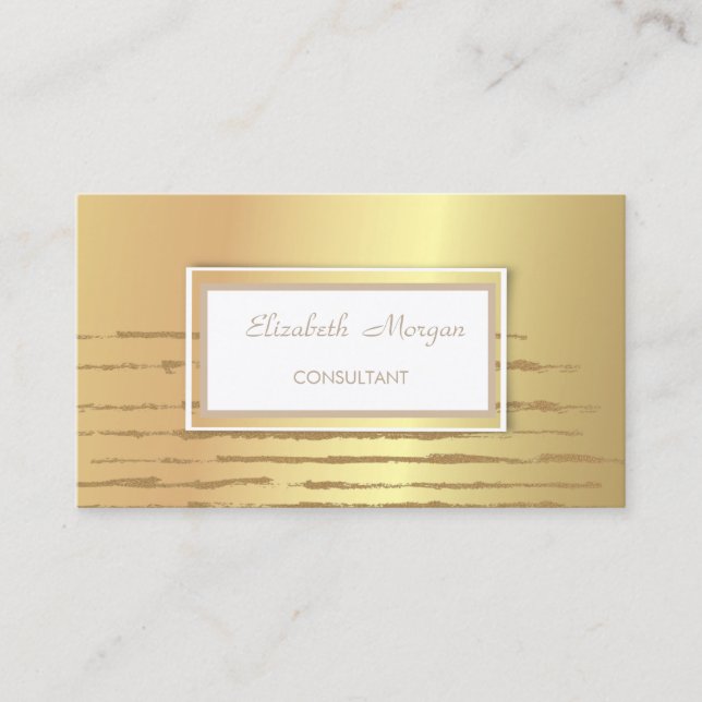 Modern Professional  Stylish Gold Glitter Stripes Business Card (Front)