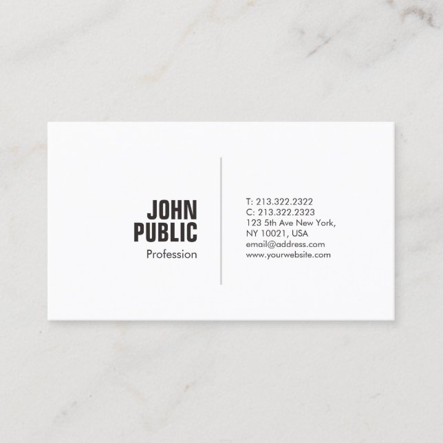 Modern Professional Stylish Minimalistic Plain Business Card (Front)