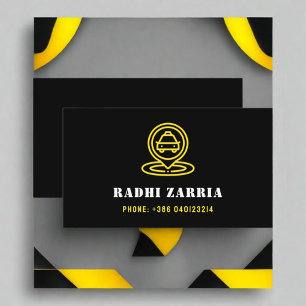 Modern Professional Taxi Driver Black & Yellow  Business Card