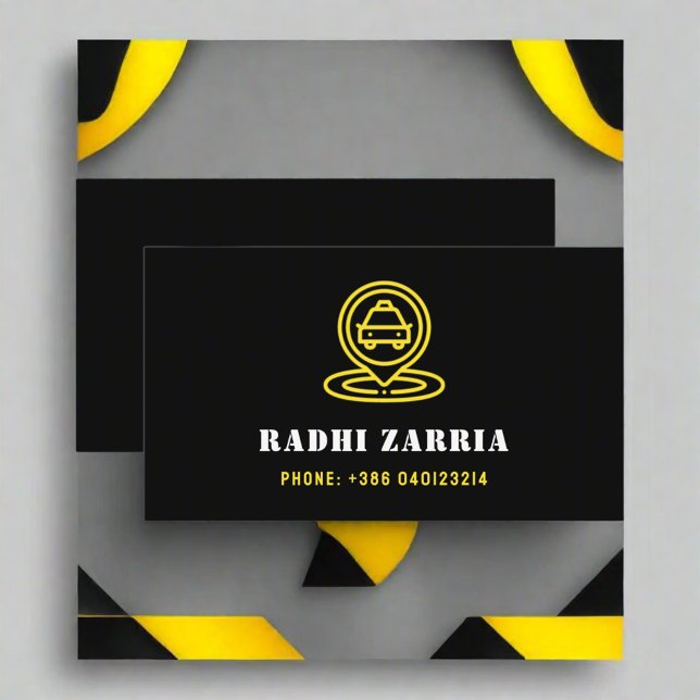  Modern Professional Taxi Driver Black & Yellow  Business Card (Creator Uploaded)