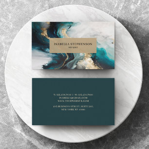 Modern Professional Teal Gold Abstract Design Business Card
