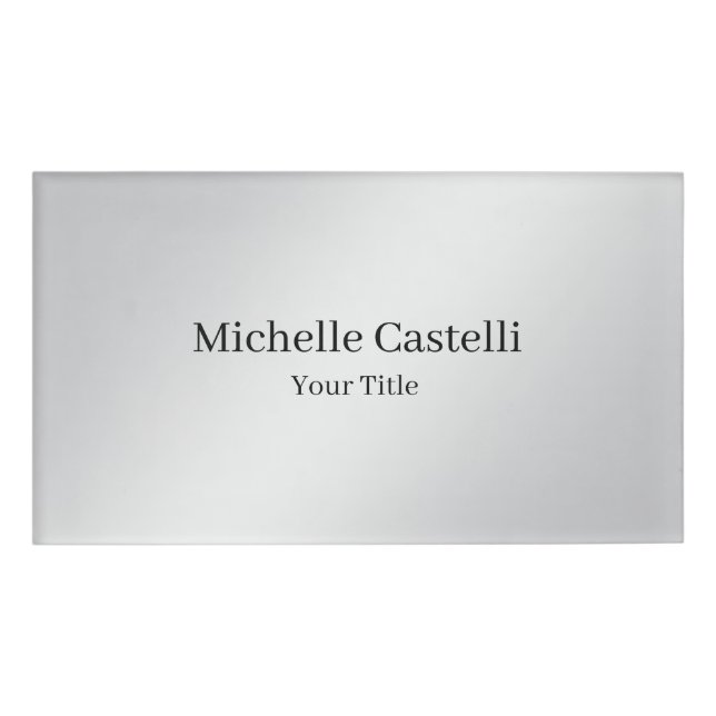 Modern Professional Unique Metalic Grey Name Tag (Front)