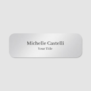 Modern Professional Unique Metalic Grey Name Tag
