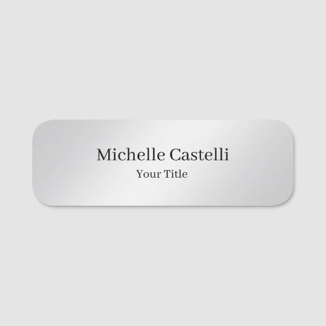 Modern Professional Unique Metalic Grey Name Tag (Front)