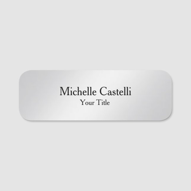 Modern Professional Unique Metalic Grey Name Tag (Front)