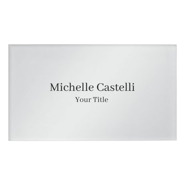 Modern Professional Unique Soft Grey Name Tag (Front)