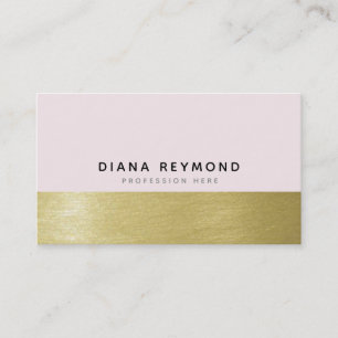 modern professional very light pink & faux gold business card