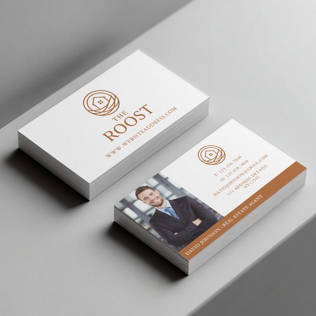 Modern Professional Warm Real Estate Agent Business Card (Modern Professional Warm Real Estate Agent Business Card)