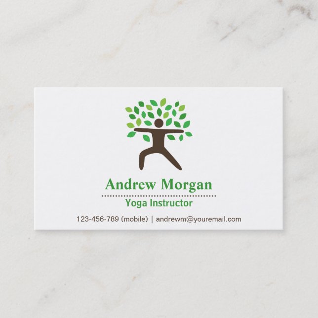 Modern, Professional, Yoga Wellness Instructor Business Card (Front)