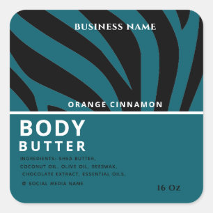 Modern professional zebra print body butter label
