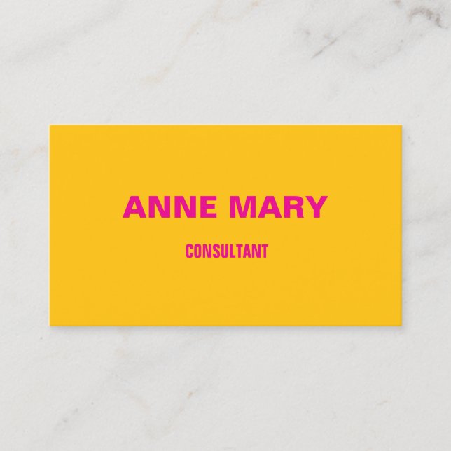 Modern Professtional Yellow Orange Hot Pink Trendy Business Card (Front)