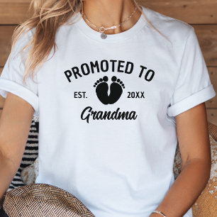 Modern Promoted To Grandma Baby Footprints Tri-Blend Shirt