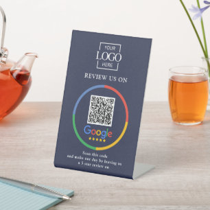 Modern Promotional Google Reviews QR Code Business Pedestal Sign