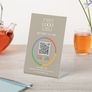 Modern Promotional Google Reviews QR Code Business Pedestal Sign