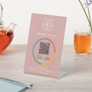 Modern Promotional Google Reviews QR Code Business Pedestal Sign