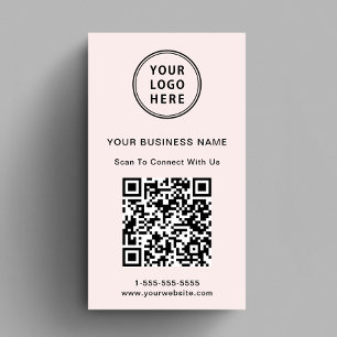Modern Promotional Logo QR Code Pink Business Card