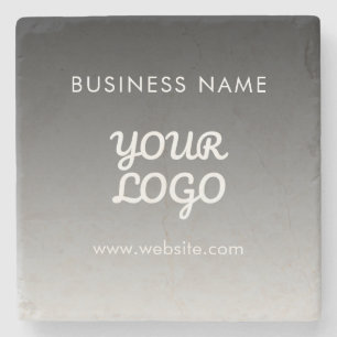 Modern Promotional Logo & Text   Editable Colour Stone Coaster